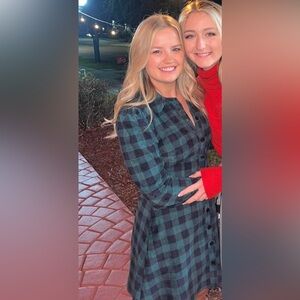 Zara blue and green plaid button up dress